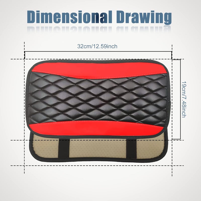 Vrasly Car Center Console Cover, Universal Leather Waterproof Armrest Seat Box Cover Protector, Comfortable Car Decor Accessories Fit for Most Cars, Vehicles, SUVs-Red - Image 2